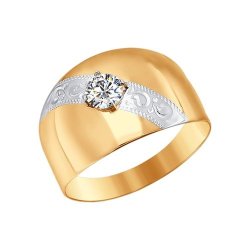 Кольцо из золота с алмазкой с фианитом (Арт.016693)