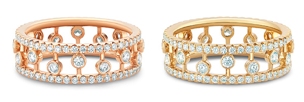Кольцо De Beers с бриллиантами Dewdrop из  золота и кольцо с бриллиантами Dewdrop из розового золота