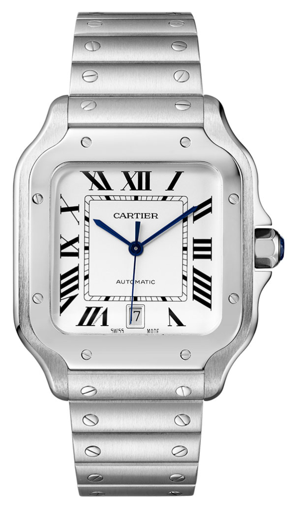 Большие часы Santos de Cartier из нержавеющей стали