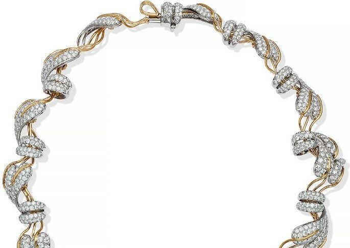 Колье Tiffany & Co Schlumberger Leaves из платины и желтого золота с бриллиантами