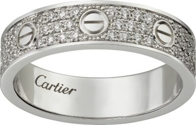 Кольцо Cartier Love, белое золото 18 карат, бриллианты