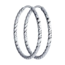 Серьги конго из серебра с алмазной гранью (Арт.94140030)