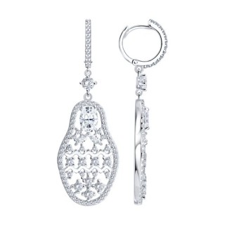 Серьги из серебра с фианитами «Ажурная Матрица» SOKOLOV (арт.94-121-00276-1)