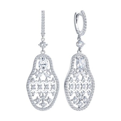 Серьги из серебра с фианитами «Ажурная Матрица» SOKOLOV (арт.94-121-00276-1)