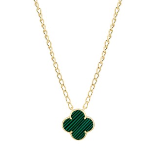 Ожерелье с малахитом «Lucky Clover» серебро 925 Fresh Jewelry (арт.TC-N02028-X-L-Mal-X-X)