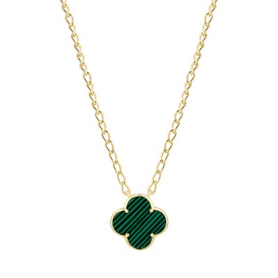 Ожерелье с малахитом «Lucky Clover» серебро 925 Fresh Jewelry (арт.TC-N02028-X-L-Mal-X-X)