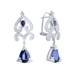 Серьги из белого золота с бриллиантом и сапфиром (Арт.me32578-wd-bs-dbs_sa_sas_wg)