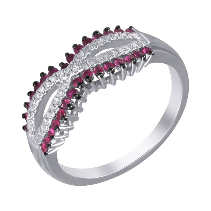 Кольцо из белого золота с бриллиантом и рубином (Арт.mr83429-wd-ru_ru_wg)