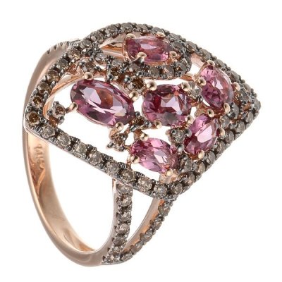 Кольцо из золота с бриллиантом и родолитом (Арт.rg-32911_ko_dn_rh_pink)