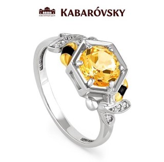Кольцо с цитрином «Солнечный Улей» серебро 925 Kabarovsky (арт.11-132-2902)