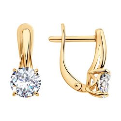 Серьги из золочёного серебра с фианитами (Арт.93020906)