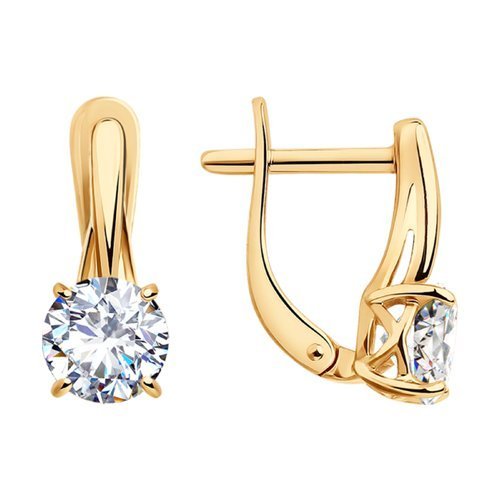 Серьги из золочёного серебра с фианитами (Арт.93020906)