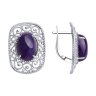 Серьги из серебра с чароитом (Арт.94-320-00895-1)