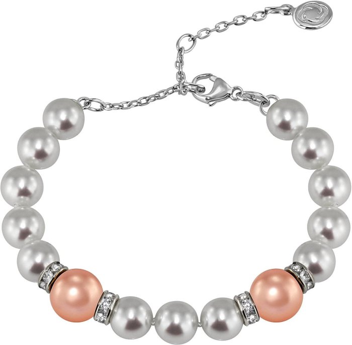 Браслет из серебра с жемчугом и куб. цирконием (Арт.102b-sr5-1-14)