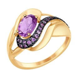 Кольцо золотое пробы 375 с аметистом (Арт.37714782)