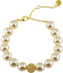 Браслет из серебра с жемчугом и кристаллом swarovski (Арт.5b-gk-3)