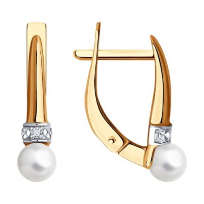 Серьги из золота с жемугом и бриллиантами (Арт.51-220-01828-1)