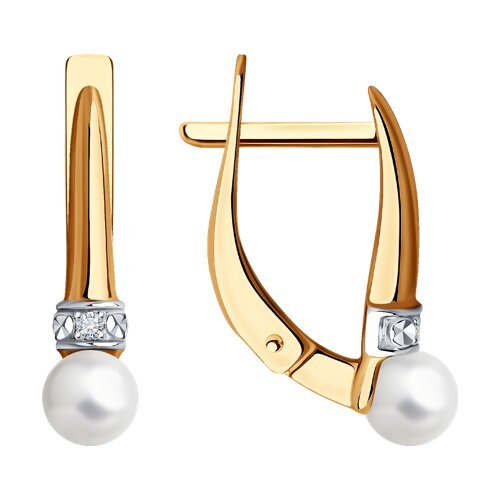 Серьги из золота с жемугом и бриллиантами (Арт.51-220-01828-1)