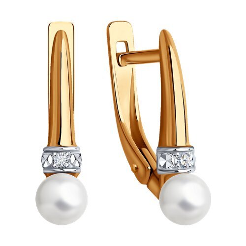 Серьги из золота с жемугом и бриллиантами (Арт.51-220-01828-1)