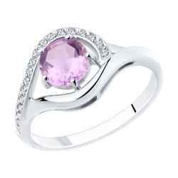 Кольцо из серебра с аметистом и фианитами (Арт.94-310-00435-2)