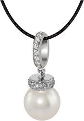 Кулон из серебра с жемчугом и кристаллом swarovski (Арт.abp-1-10-1-s)