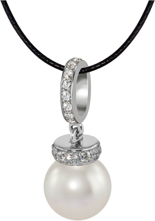 Кулон из серебра с жемчугом и кристаллом swarovski (Арт.abp-1-10-1-s)