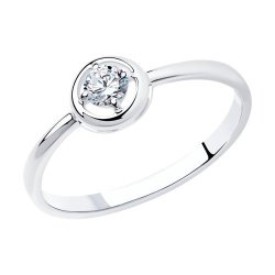 Помолвочное кольцо из серебра с фианитом (Арт.94011569)