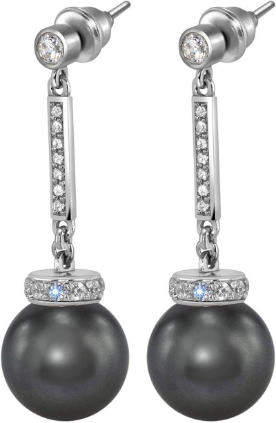 Серьги серебряные с жемчугом и куб. цирконием Pearl Kiss 32S Rivoli (арт.ABS-6-12-32-S)