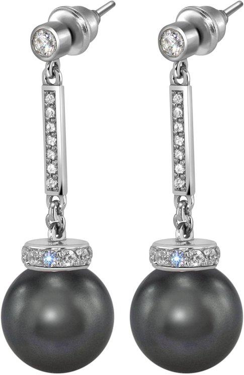 Серьги из серебра с жемчугом и кристаллом swarovski (Арт.abs-6-12-32-s)