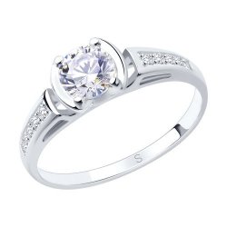 Кольцо из белого золота с фианитами (Арт.017524-3)
