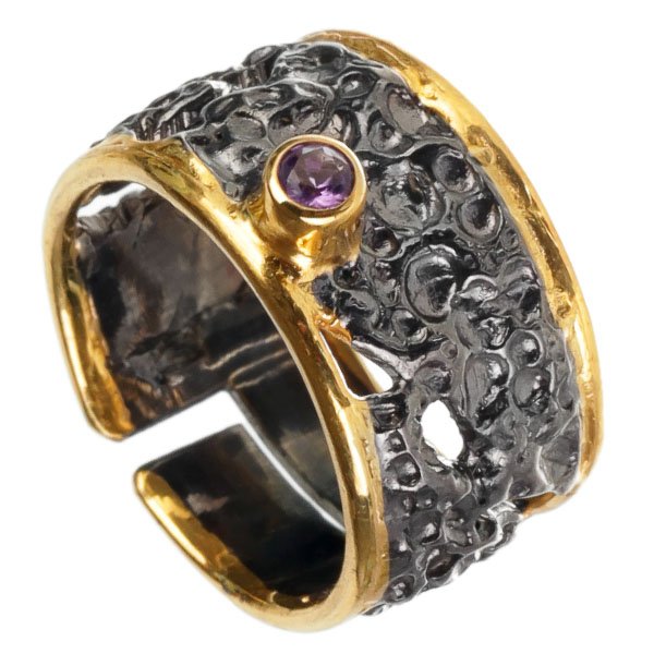 Серебряное кольцо BEAVERS с аметистом 1101a_ox