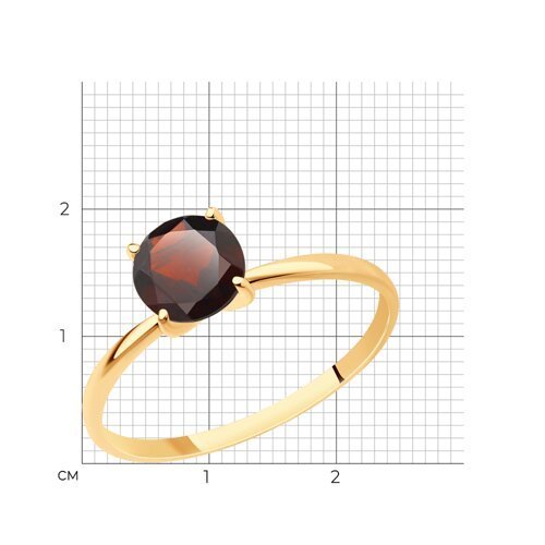 Кольцо золотое пробы 585 с гранатом (Арт.716734)