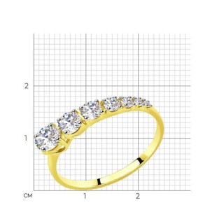 Кольцо из золота с фианитами «Сияние линий» Соколов (арт.017442-2)