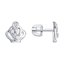 Серьги-пусеты из серебра с фианитами (Арт.94022477)