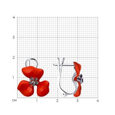 Серьги из серебра с эмалью «Алый Мак» Соколов (арт.94024793)