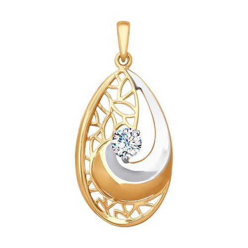 Золотой кулон с фианитом «Лунный орнамент» (арт. 035402)