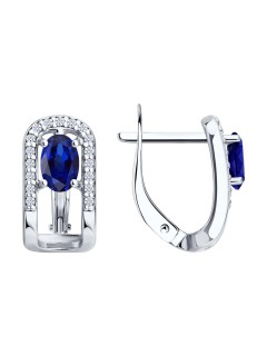 Серьги из серебра с корундом и фианитами «Лунный Сапфир» SOKOLOV (арт.88020085)