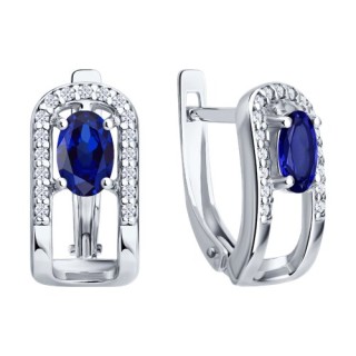 Серьги из серебра с корундом и фианитами «Лунный Сапфир» SOKOLOV (арт.88020085)