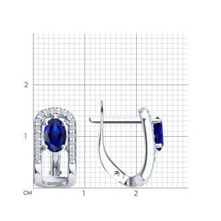 Серьги из серебра с корундом и фианитами «Лунный Сапфир» SOKOLOV (арт.88020085)