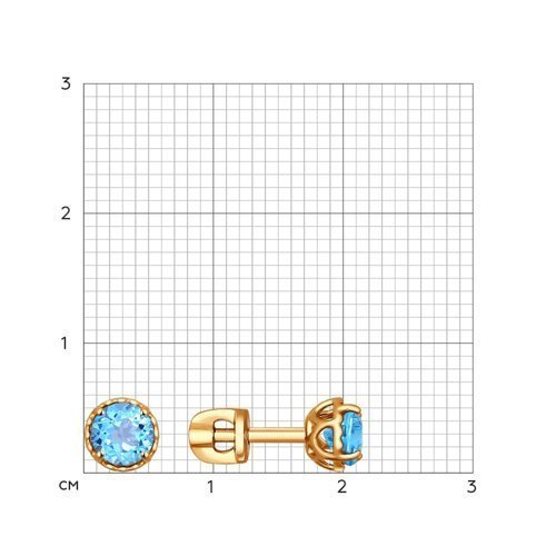 Серьги пусеты золотые пробы 585 с топазом (Арт.724195)