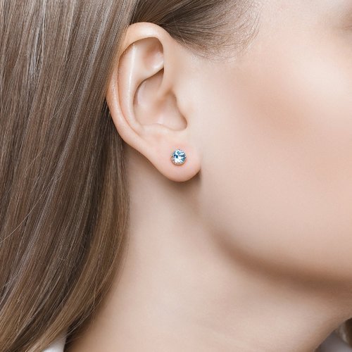 Серьги пусеты золотые пробы 585 с топазом (Арт.724195)