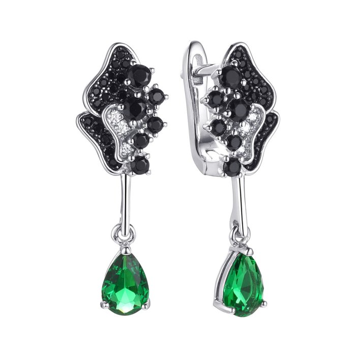 Серьги из серебра с ситаллом и фианитом (Арт.cz-e03307-x-wb-eg-x-m1)