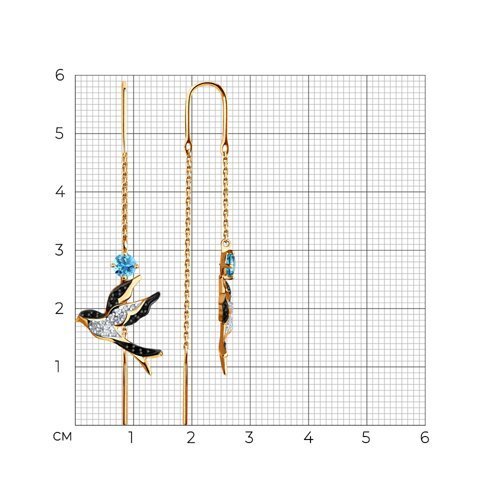 Серьги золотые пробы 585 с топазом (Арт.725424)