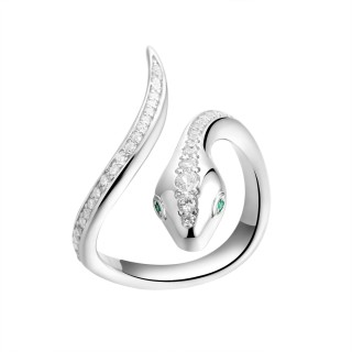 Кольцо с фианитами «Smart Snake» из серебра 925, Fresh Jewelry (арт.CZ-R03542-X-W-NCE-X-W)