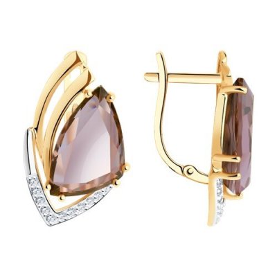 Серьги золотые пробы 585 с ситаллом (Арт.727183)