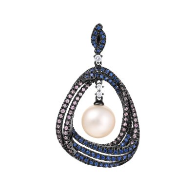 Кулон из золота с бриллиантом и жемчугом (Арт.aas_p3219_sm_wp_blk)