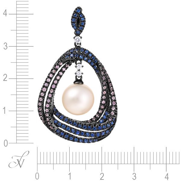 Кулон из золота с бриллиантом и жемчугом (Арт.aas_p3219_sm_wp_blk)