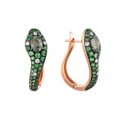 Серьги золотые с бриллиантами и сапфирами «Green Snake» MYJEWELS (арт.E0002727A05_GSA_TV_PINK)
