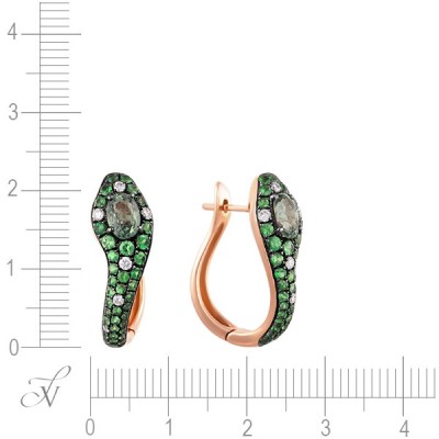 Серьги золотые с бриллиантами и сапфирами «Green Snake» MYJEWELS (арт.E0002727A05_GSA_TV_PINK)