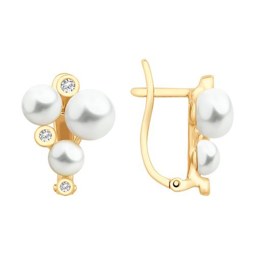 Серьги золотые пробы 585 с жемчугом (Арт.792122)